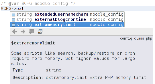 $CFG autocompletion in PHP Storm